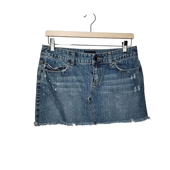 Vintage Aeropostale size 3/4 Distressed Denim Mini Skirt Blue Boho Western Y2K - Picture 1 of 9